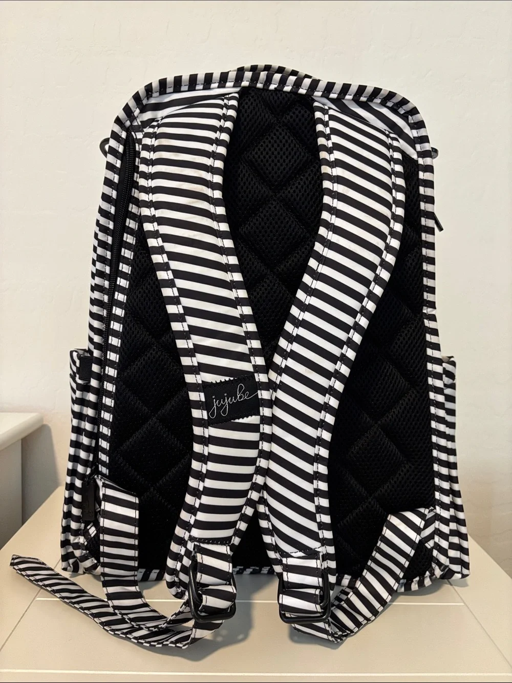 Ju-Ju-Be Black & White Striped Diaper Backpack
